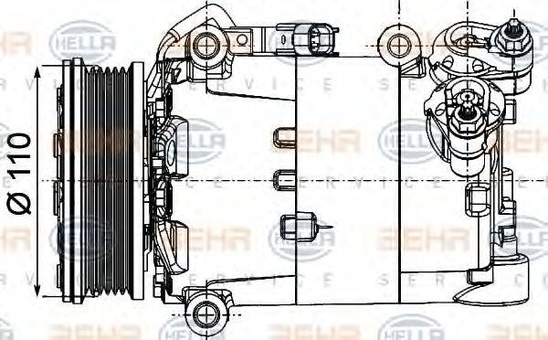 BEHR HELLA SERVICE 8FK351334361 Компресор, кондиціонер