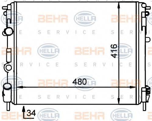 BEHR HELLA SERVICE 8MK376701704 Радіатор, охолодження двигуна