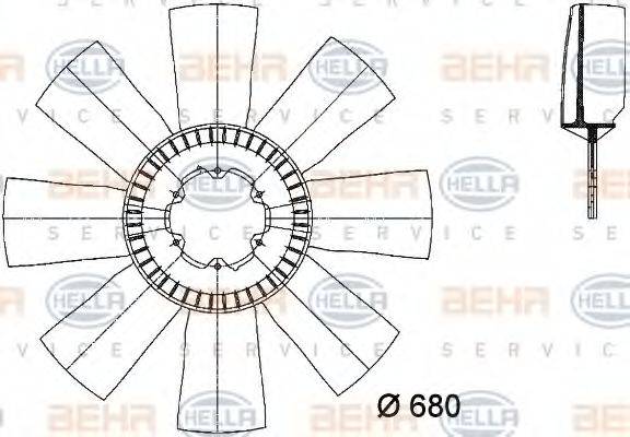 BEHR HELLA SERVICE 8MV376733071 Крильчатка вентилятора, охолодження двигуна