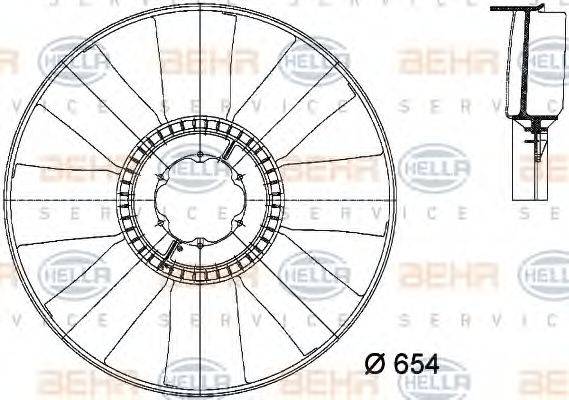 BEHR HELLA SERVICE 8MV376733101 Крильчатка вентилятора, охолодження двигуна