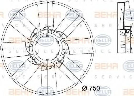 BEHR HELLA SERVICE 8MV376733261 Крильчатка вентилятора, охолодження двигуна