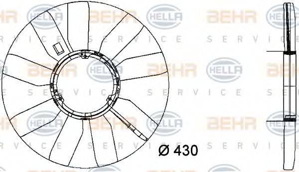 BEHR HELLA SERVICE 8MV376733281 Крильчатка вентилятора, охолодження двигуна