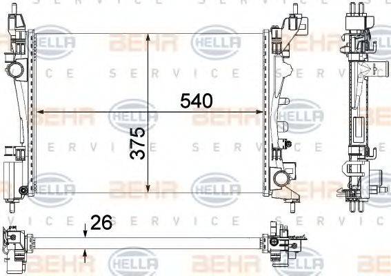 BEHR HELLA SERVICE 8MK376756321 Радіатор, охолодження двигуна