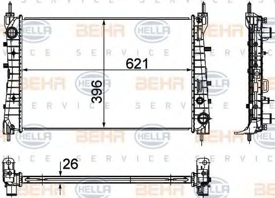 BEHR HELLA SERVICE 8MK376756511 Радіатор, охолодження двигуна