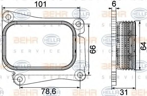 BEHR HELLA SERVICE 8MO376756731 масляний радіатор, моторне масло