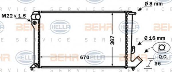 BEHR HELLA SERVICE 8MK376767011 Радіатор, охолодження двигуна