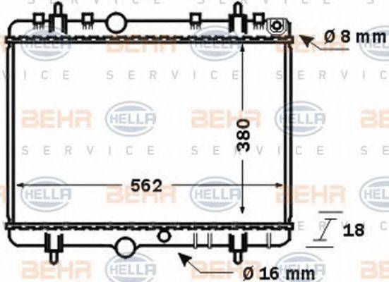 BEHR HELLA SERVICE 8MK376771391 Радіатор, охолодження двигуна