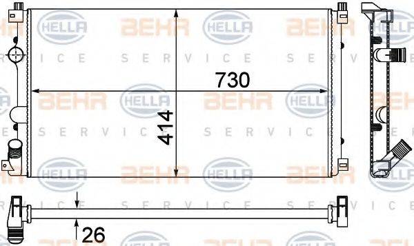 BEHR HELLA SERVICE 8MK376780671 Радіатор, охолодження двигуна