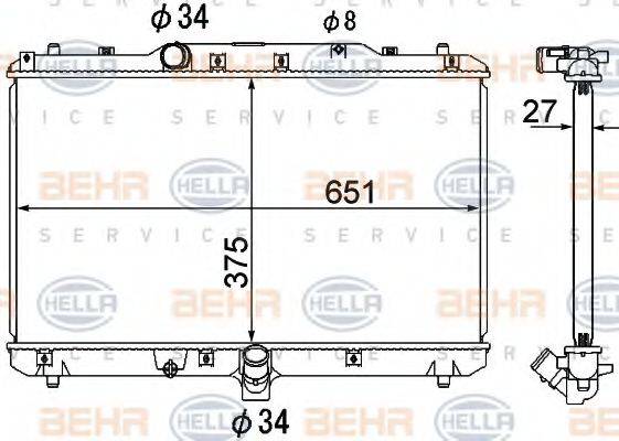 BEHR HELLA SERVICE 8MK376790251 Радіатор, охолодження двигуна