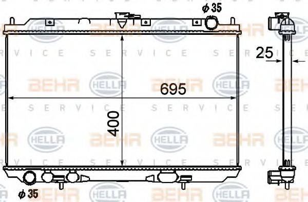 BEHR HELLA SERVICE 8MK376790291 Радіатор, охолодження двигуна