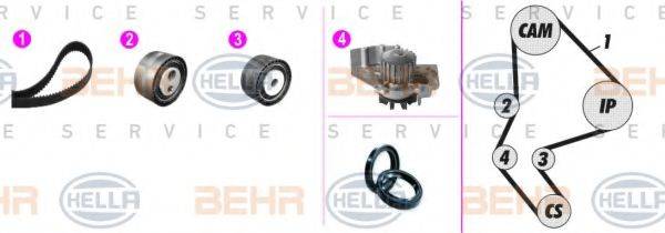 BEHR HELLA SERVICE 8MP376803851 Водяний насос + комплект зубчастого ременя