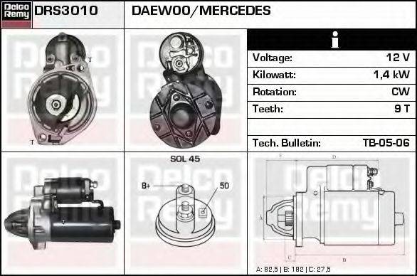 DELCO REMY DRS3010 Стартер