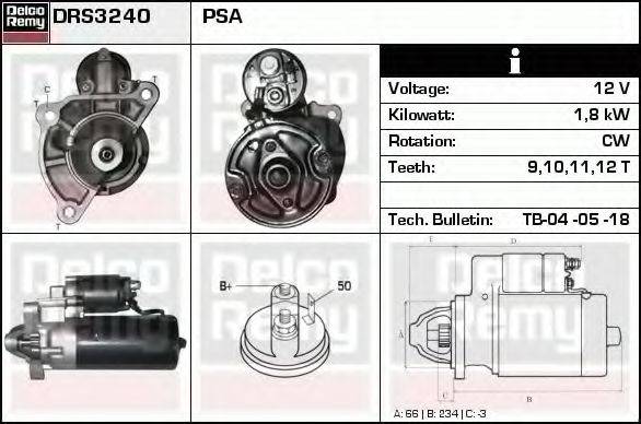 DELCO REMY DRS3240 Стартер