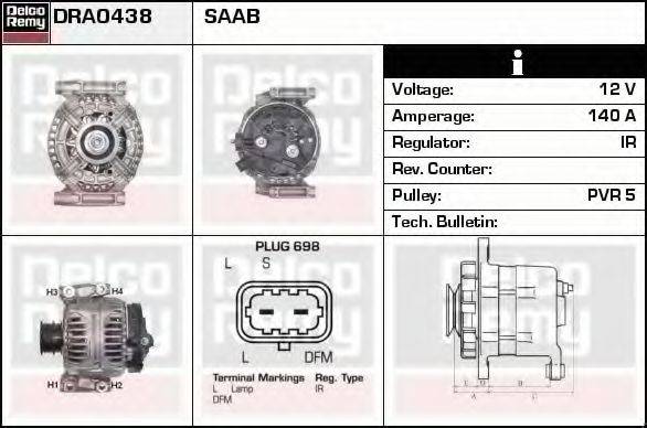 DELCO REMY DRA0438 Генератор