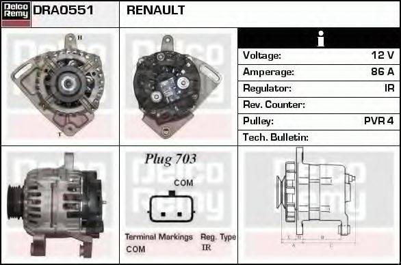 DELCO REMY DRA0551 Генератор