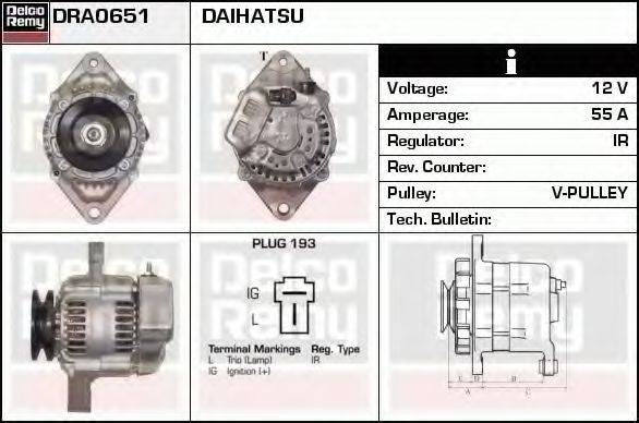 DELCO REMY DRA0651 Генератор