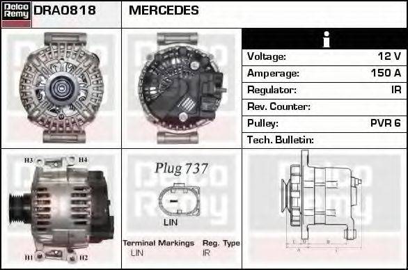 DELCO REMY DRA0818 Генератор