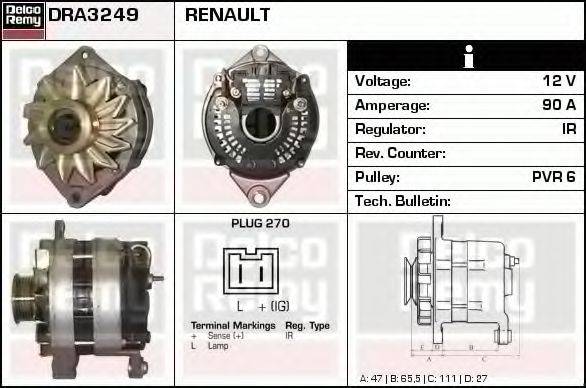 DELCO REMY DRA3249 Генератор