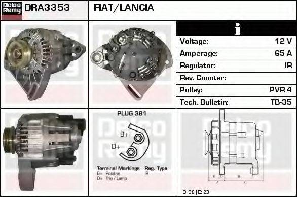 DELCO REMY DRA3353 Генератор