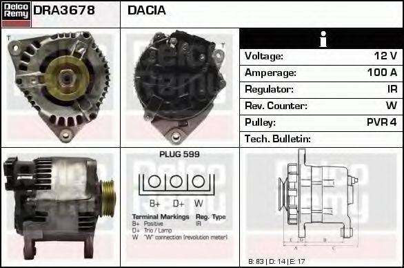 DELCO REMY DRA3678 Генератор