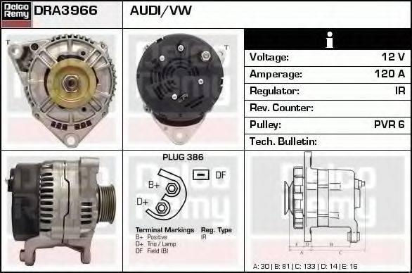 DELCO REMY DRA3966 Генератор