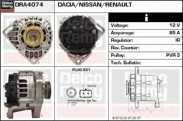 DELCO REMY DRA4074 Генератор