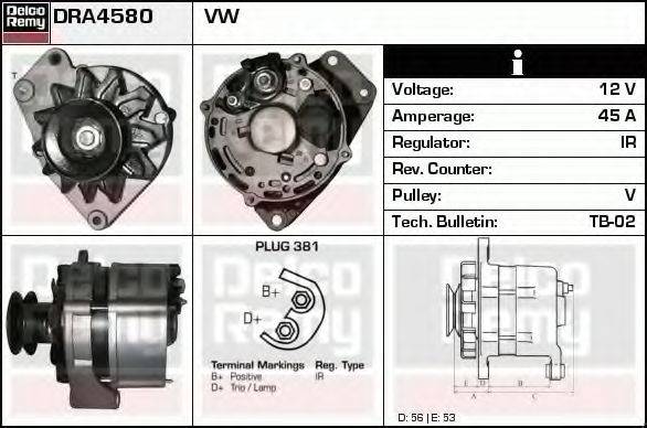 DELCO REMY DRA4580 Генератор