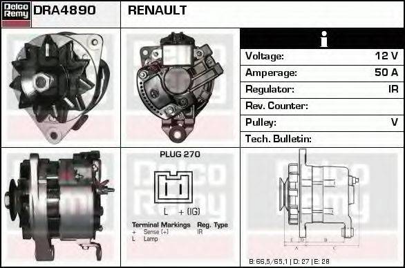 DELCO REMY DRA4890 Генератор