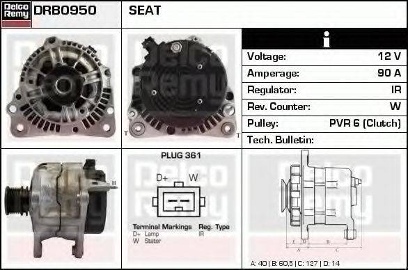 DELCO REMY DRB0950 Генератор