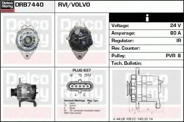 DELCO REMY DRB7440 Генератор