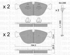 METELLI 2208282K Комплект гальмівних колодок, дискове гальмо