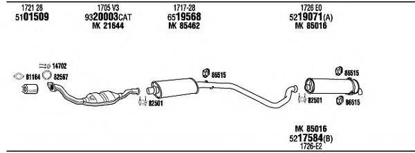 WALKER PE30672 Система випуску ОГ