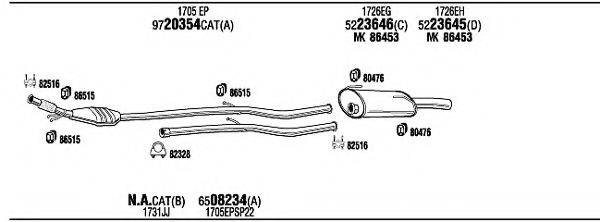 WALKER PEH14160 Система випуску ОГ