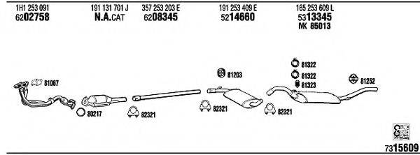 WALKER VW40165 Система випуску ОГ