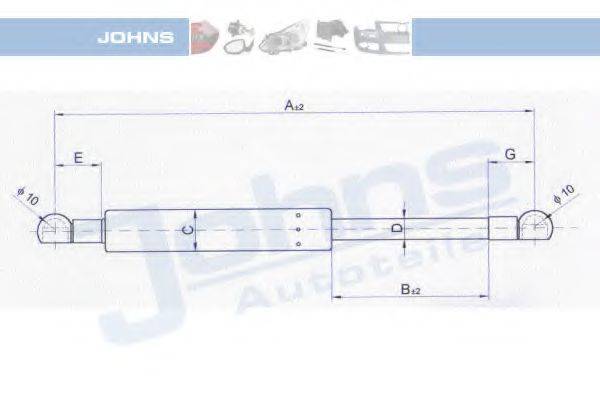 JOHNS 23149595 Газова пружина, кришка багажника