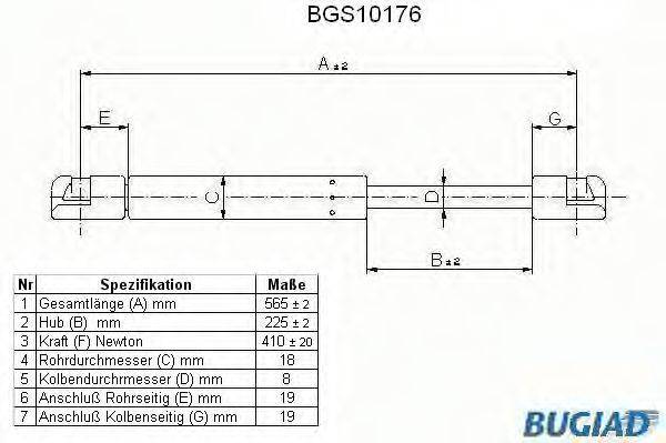 BUGIAD BGS10176 Газова пружина, кришка багажника