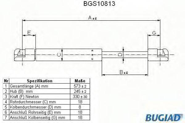 BUGIAD BGS10813 Газова пружина, капот