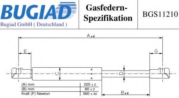 BUGIAD BGS11210 Газова пружина, капот