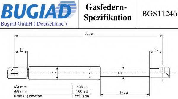 BUGIAD BGS11246 Газова пружина, кришка багажника