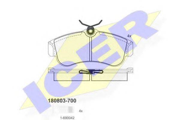 ICER 180803700 Комплект гальмівних колодок, дискове гальмо