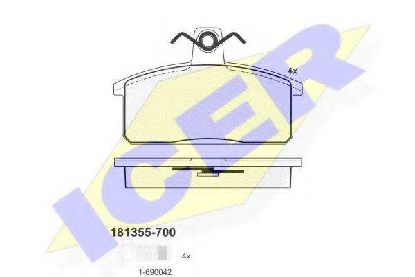 ICER 181355700 Комплект гальмівних колодок, дискове гальмо