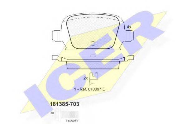 ICER 181385703 Комплект гальмівних колодок, дискове гальмо