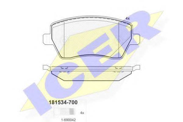 ICER 181534700 Комплект гальмівних колодок, дискове гальмо