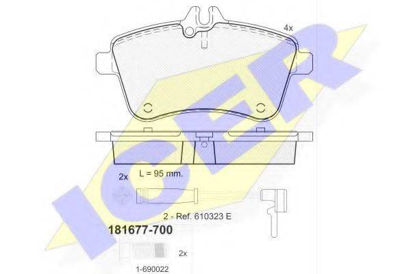 ICER 181677700 Комплект гальмівних колодок, дискове гальмо