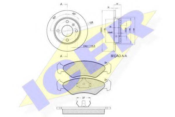 ICER 307761062 Комплект гальм, дисковий гальмівний механізм