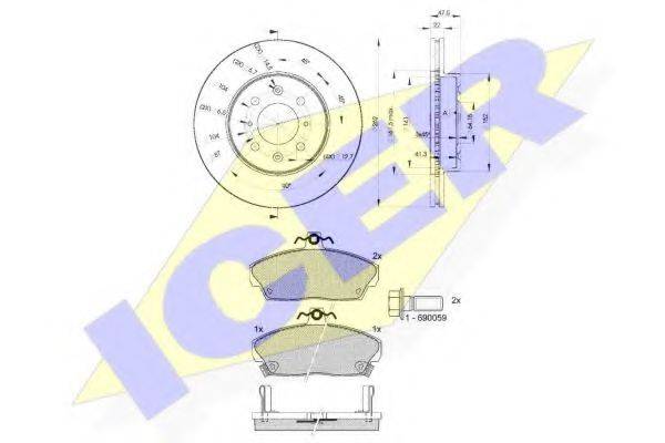 ICER 308600830 Комплект гальм, дисковий гальмівний механізм