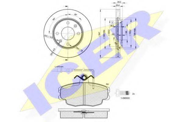 ICER 308634694 Комплект гальм, дисковий гальмівний механізм