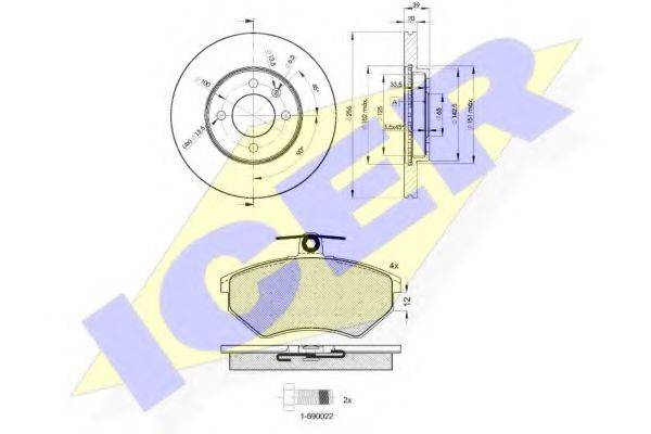 ICER 310123790 Комплект гальм, дисковий гальмівний механізм