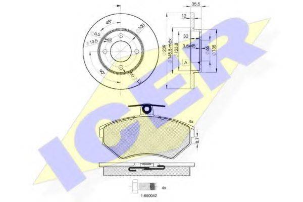 ICER 311563300 Комплект гальм, дисковий гальмівний механізм