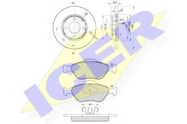 ICER 313435344 Комплект гальм, дисковий гальмівний механізм